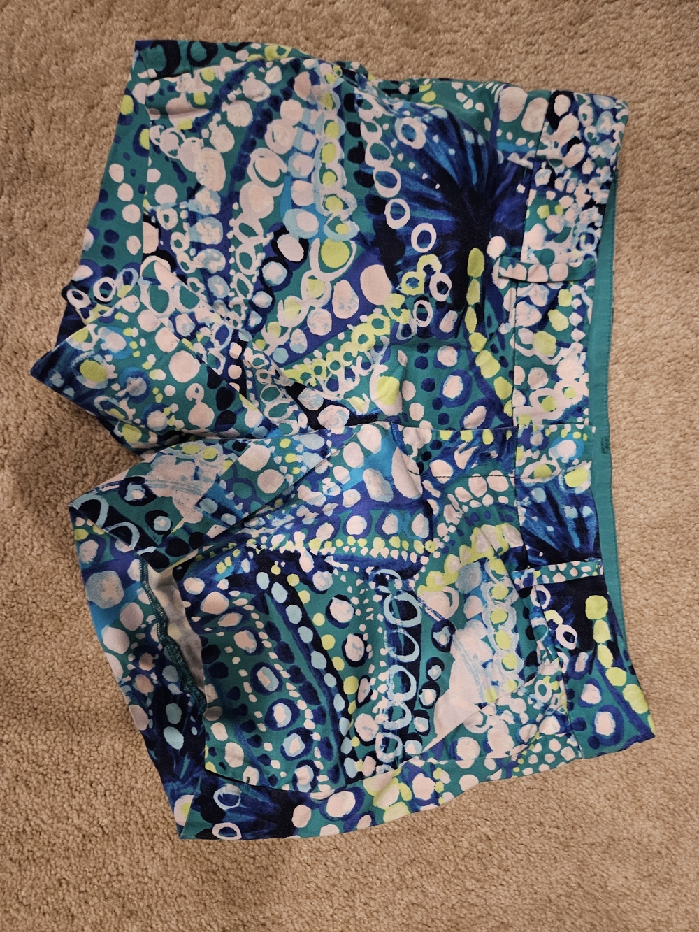 Callahan Stretch Teal, Blue & White Patterned Womens 5 Inch Shorts
